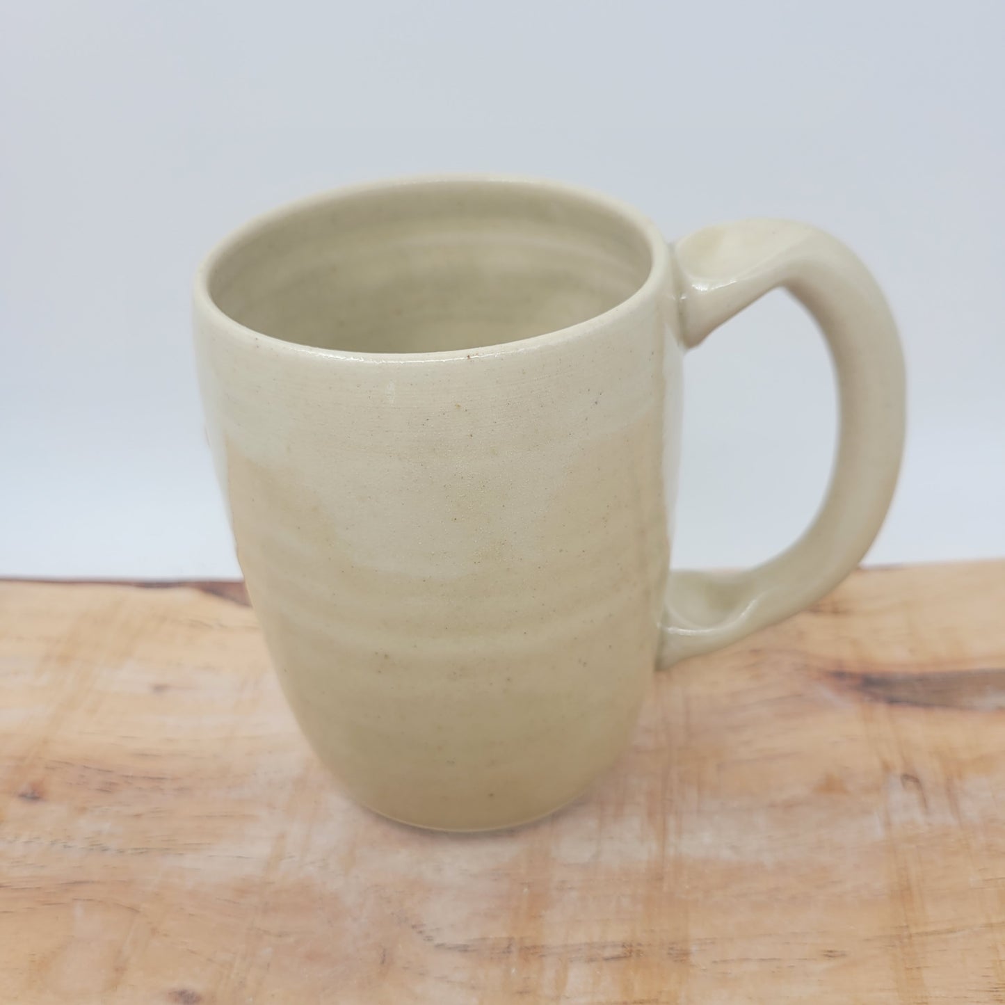 Monster Face Mug Creepy Cute | Handmade Pottery Coffee Cups | Funny Creature with Teeth | 16 Oz | Cream