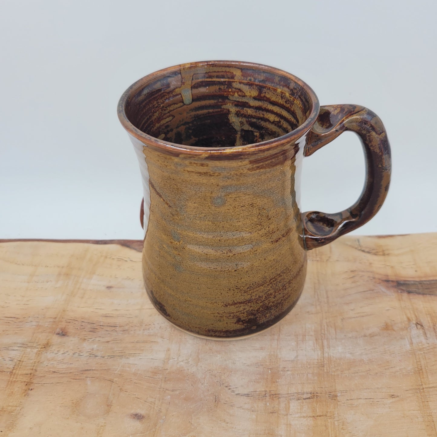 Funny Face Coffee Cup | 16 Ounces | Handmade Stoneware Pottery Mug | Rusty Brown