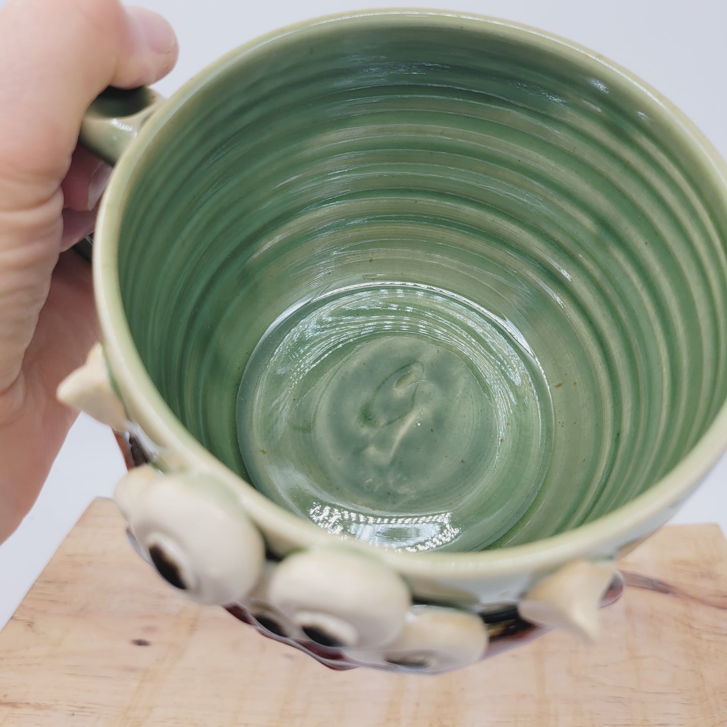 Halloween Soup Mug | Eyeball Monster Crock | Funny Fall Autumn Pottery | Mother with Sense of Humor | Green