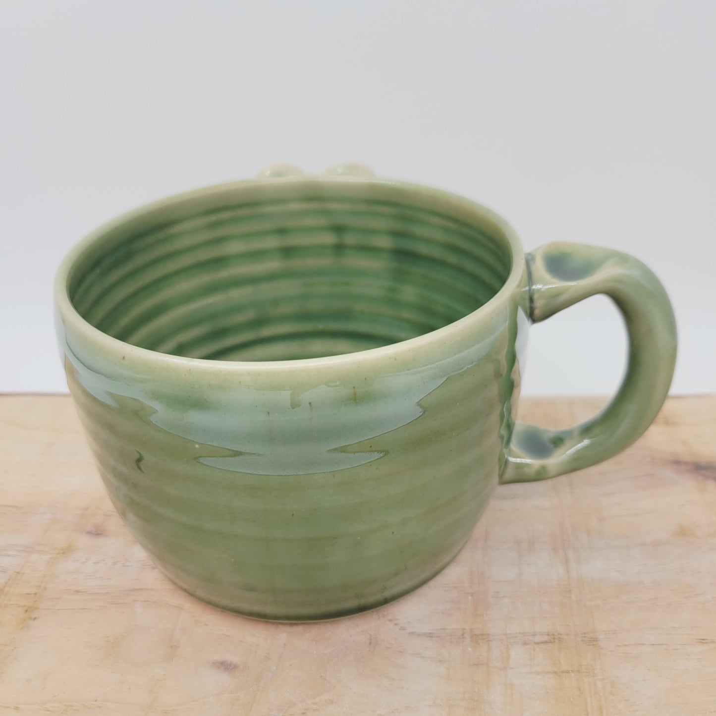 Halloween Soup Mug | Eyeball Monster Crock | Funny Fall Autumn Pottery | Mother with Sense of Humor | Green