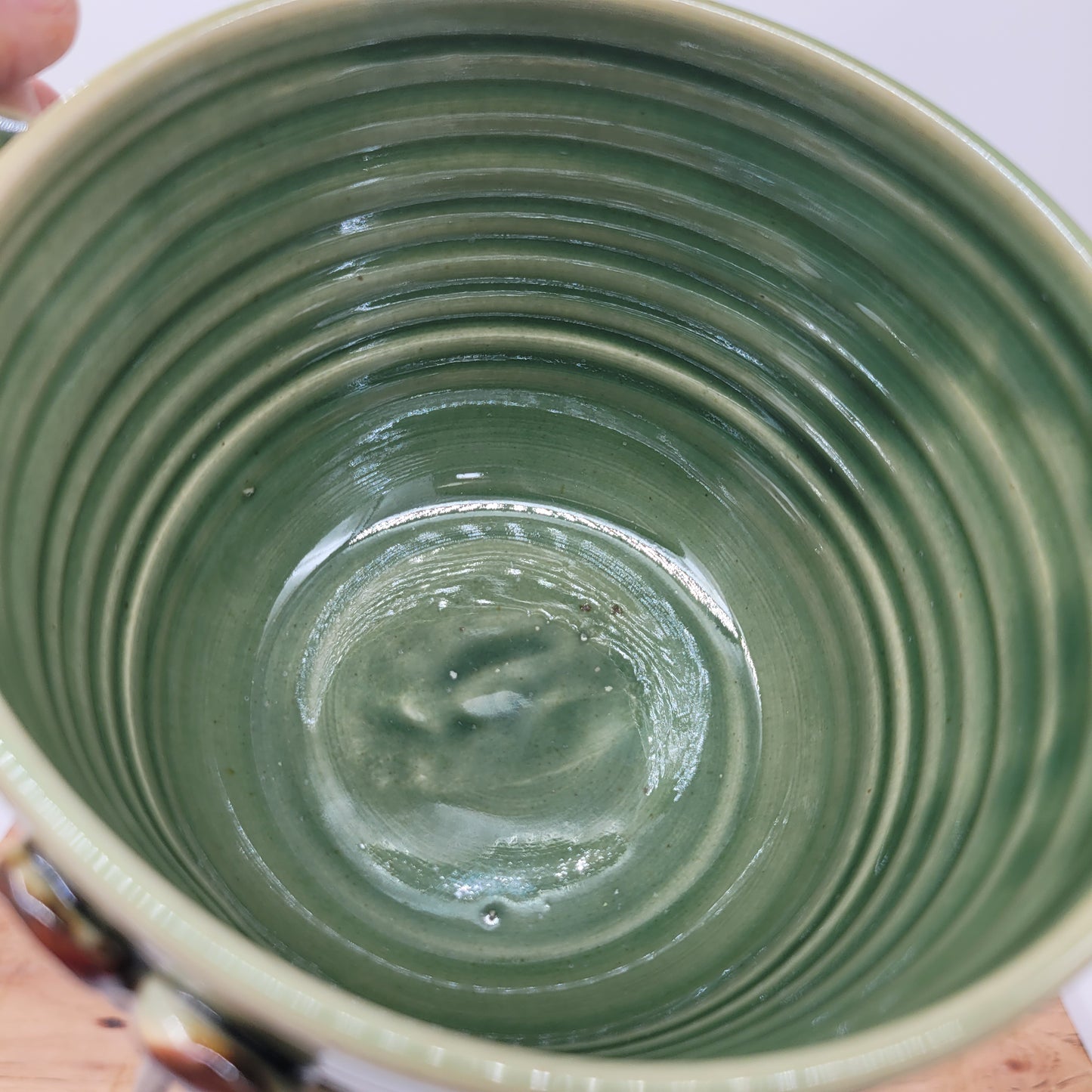 Farmhouse Rooster Soup Mug | Chicken Collector Bowl with Handle | Handmade Stoneware Clay Pottery | Green | Nelson Studio Ug Chug