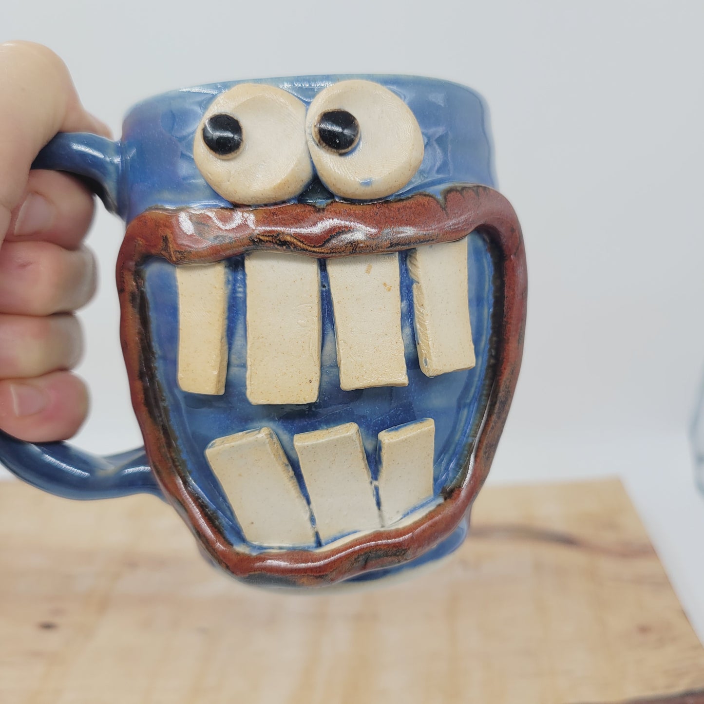 Not a Morning Person Coffee Cup | Funny Face Mug | Nelson Studio Ug Chug | 16 Ounces | Blue