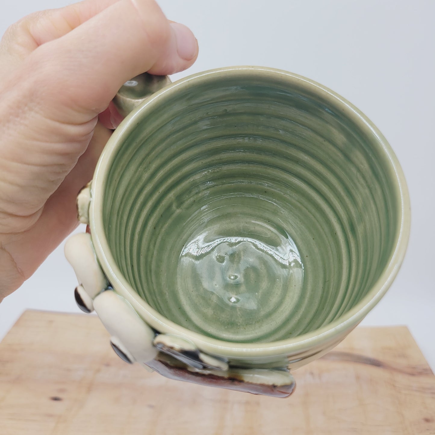 Huge Smiley Face Mug. Big Grin Green Coffee Cups and Mugs. Nelson Studio Handmade Stoneware Pottery Tankard. 16 Ounces (Copy)
