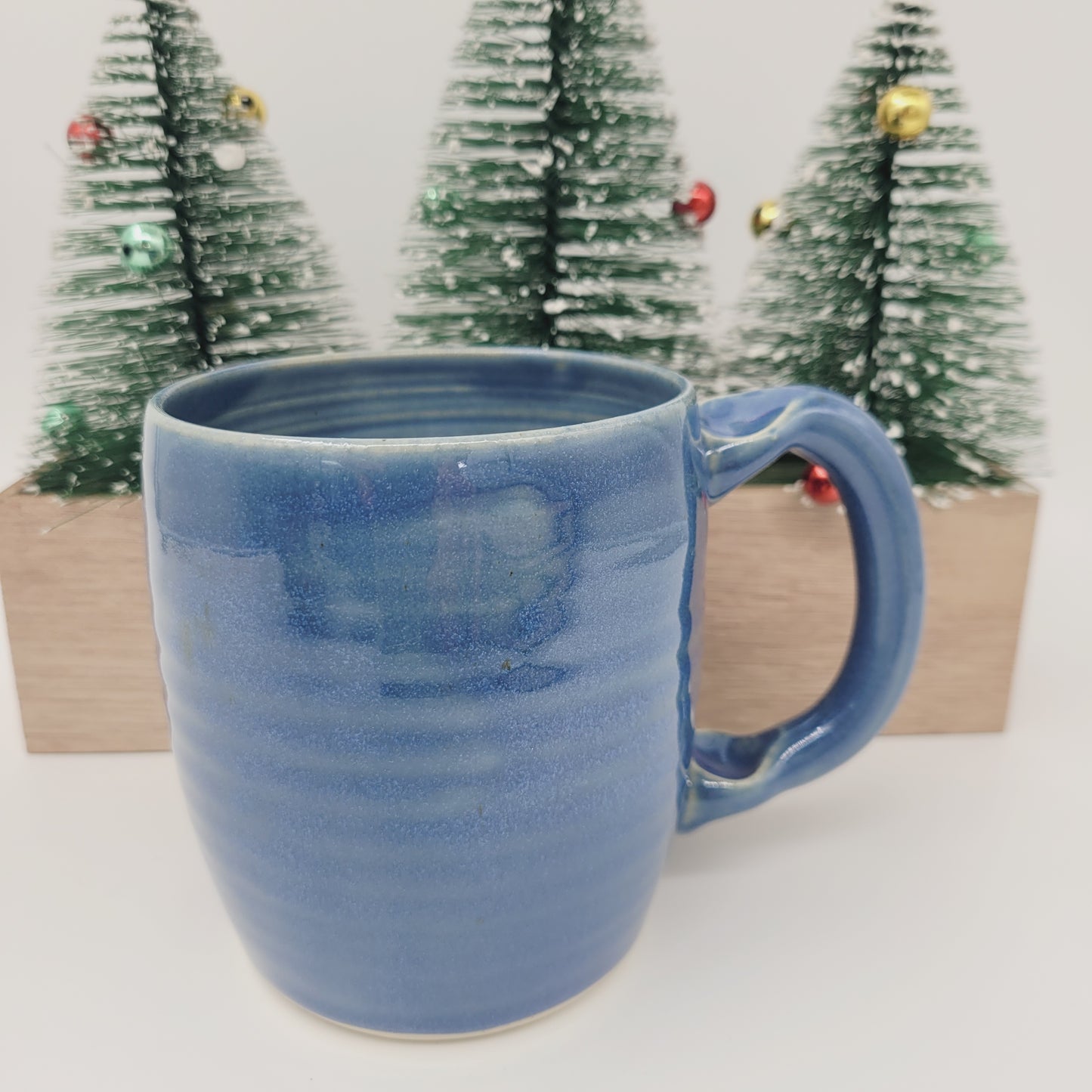 Funny Smiley Face Mug | Handmade Pottery Coffee Cups | Fun Gifts for Men Dad Husband | Ceramic Stoneware | 16 Ounces Large | Blue