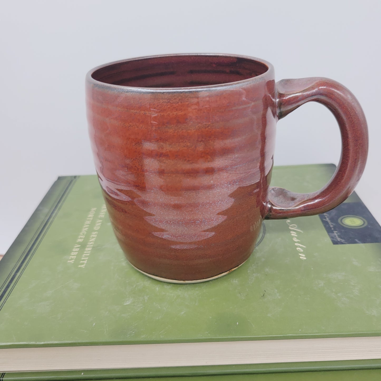 Smiley Face Mug | 16 Ounces | Cinnamon Red | Handmade Stoneware Pottery Coffee Cups