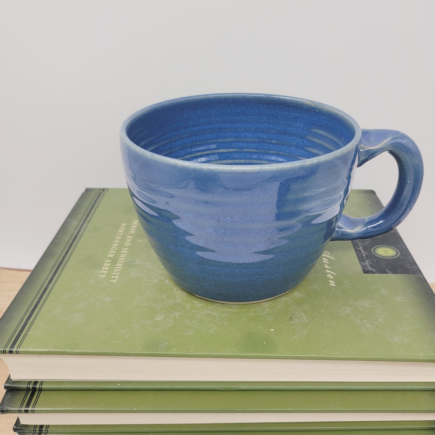 Funny Cereal Bowl Chili Crock | Blue | Handmade Stoneware Pottery Chicken Soup Mug | Bowl with Small Handle