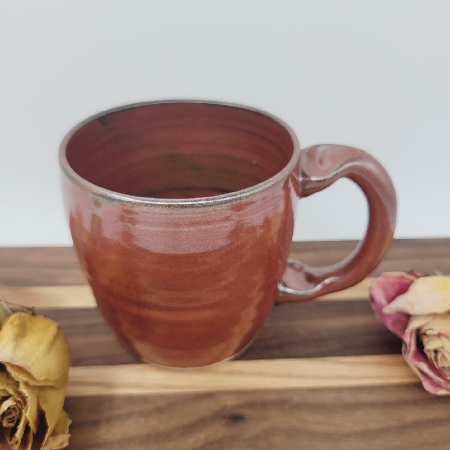 Charming Floral Heart Hot Tea Mug | Red | Floral Pattern Design | Cute Coffee Cup |Handmade Pottery
