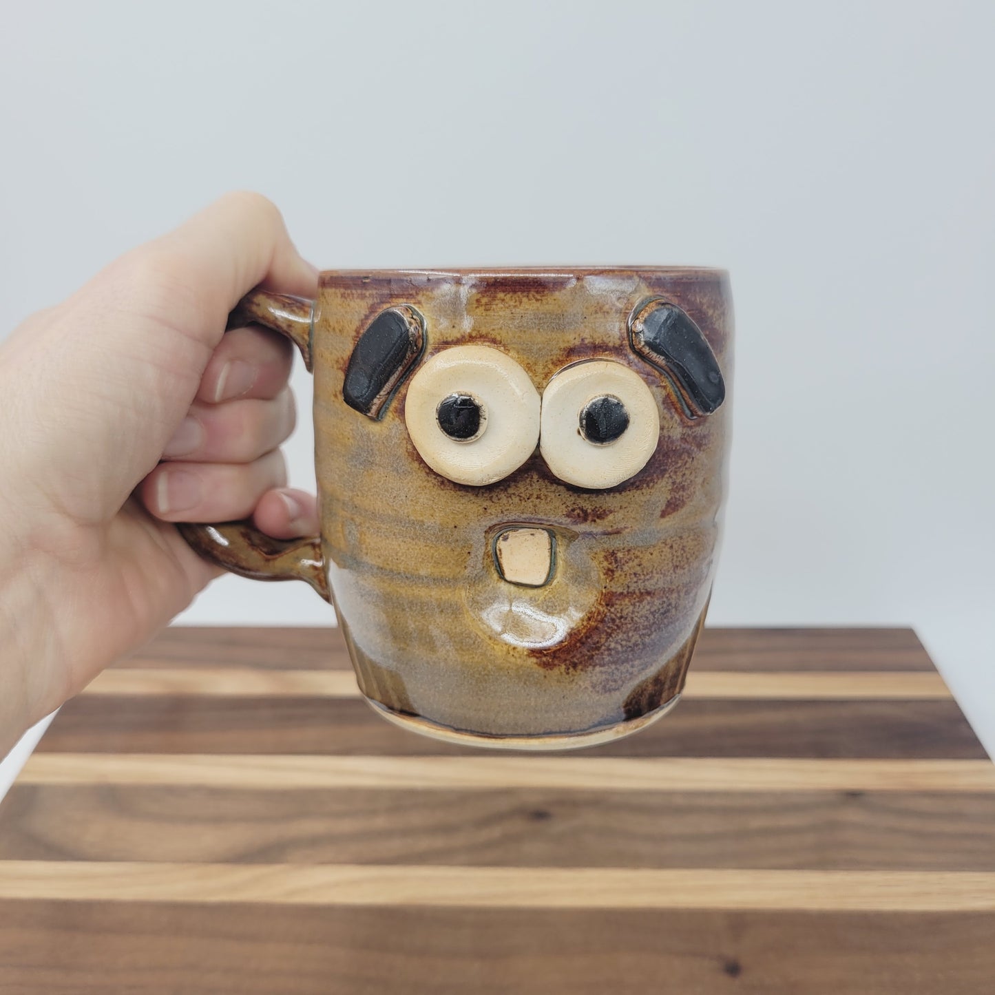 Nelson Studio Ug Chug Surprised Face Mug | Funny Coffee Cups | Rusty Brown | 16 Ounces