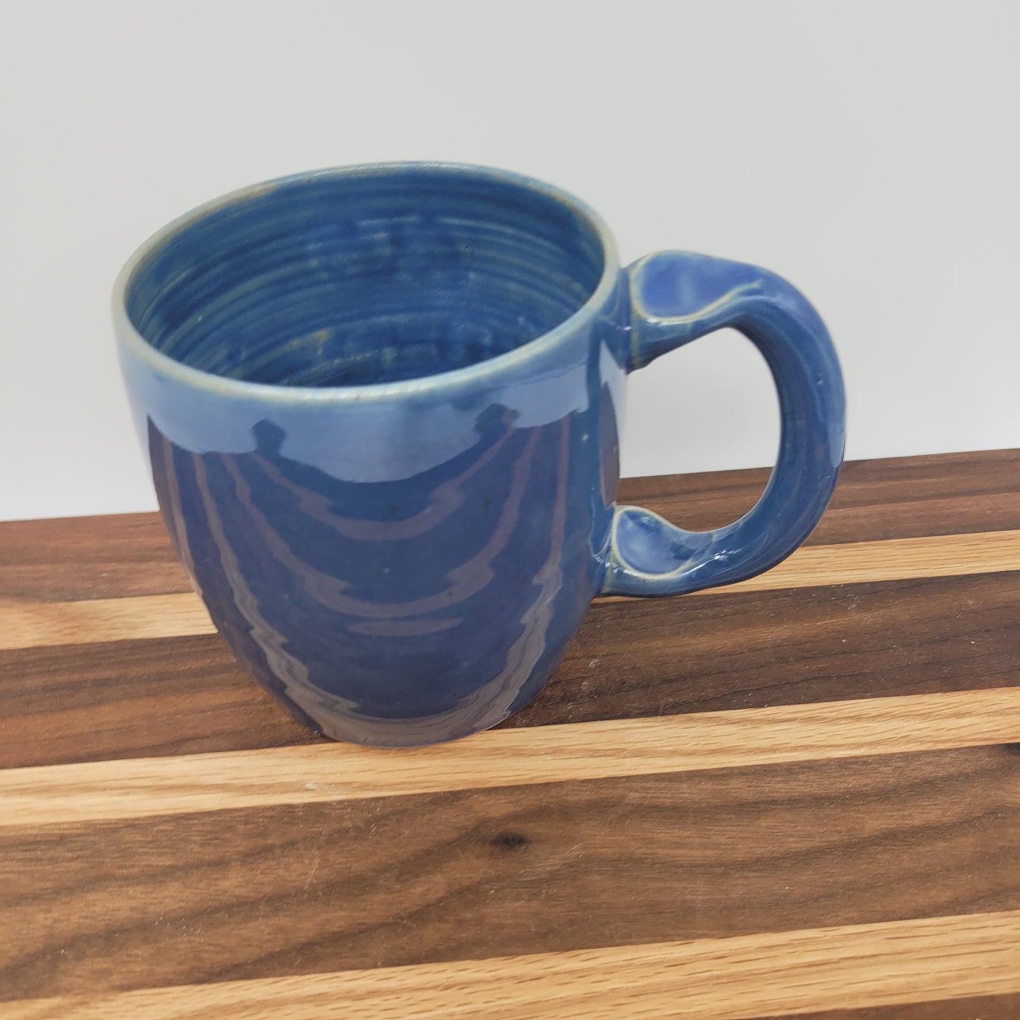 Funny Smiley Face Mug | Handmade Pottery Coffee Cups | Fun Gifts for Men Dad Husband | Ceramic Stoneware | 16 Ounces Large | Blue