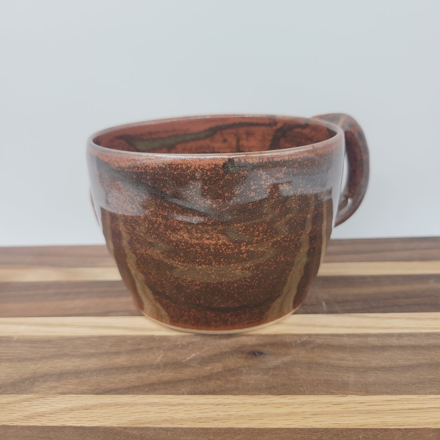 Funny Man's Cereal Bowl Chili Crock | Brick Red | Handmade Stoneware Pottery Soup Mug | Bowl with Small Handle