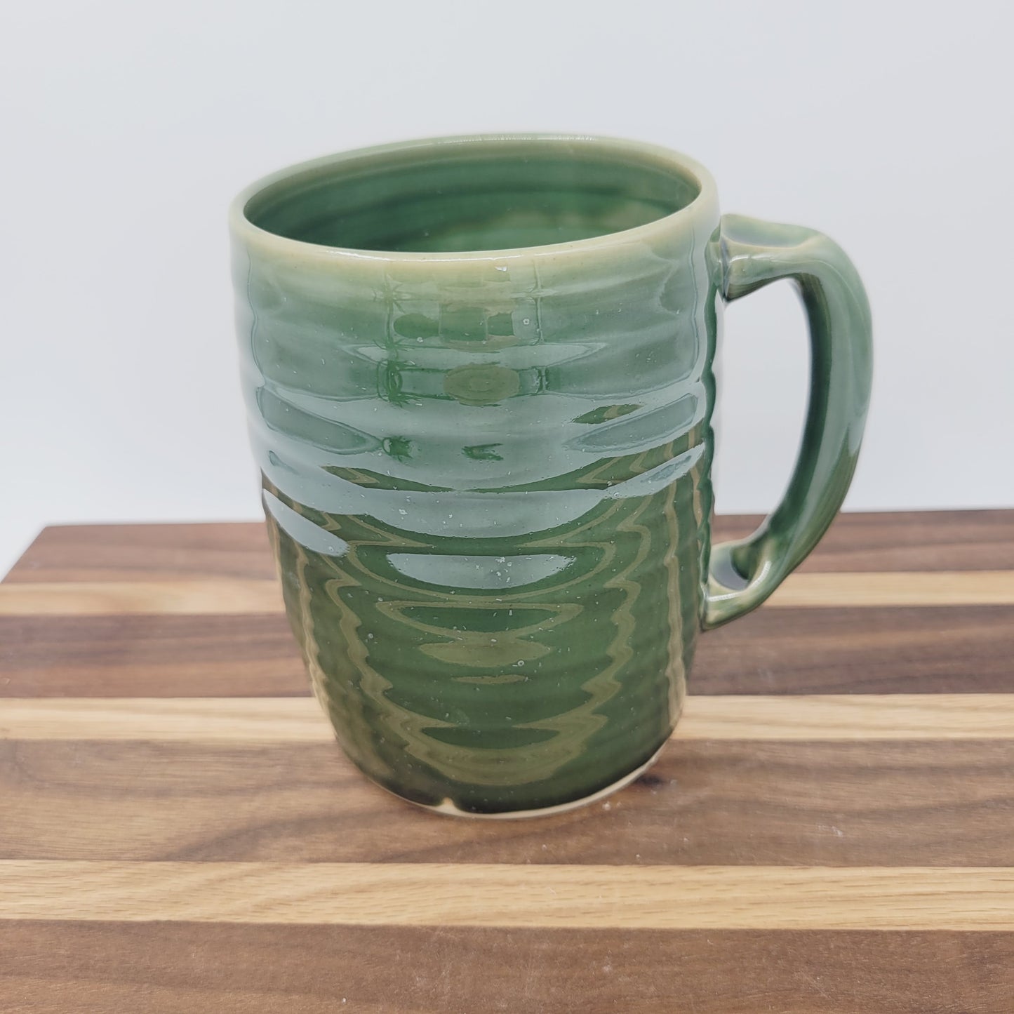 Smell of Fresh Coffee | Extra Large 24 Oz Smiley Face Mug | Green Beer Tankard | Handmade Stoneware Pottery | Nelson Studio Ug Chug