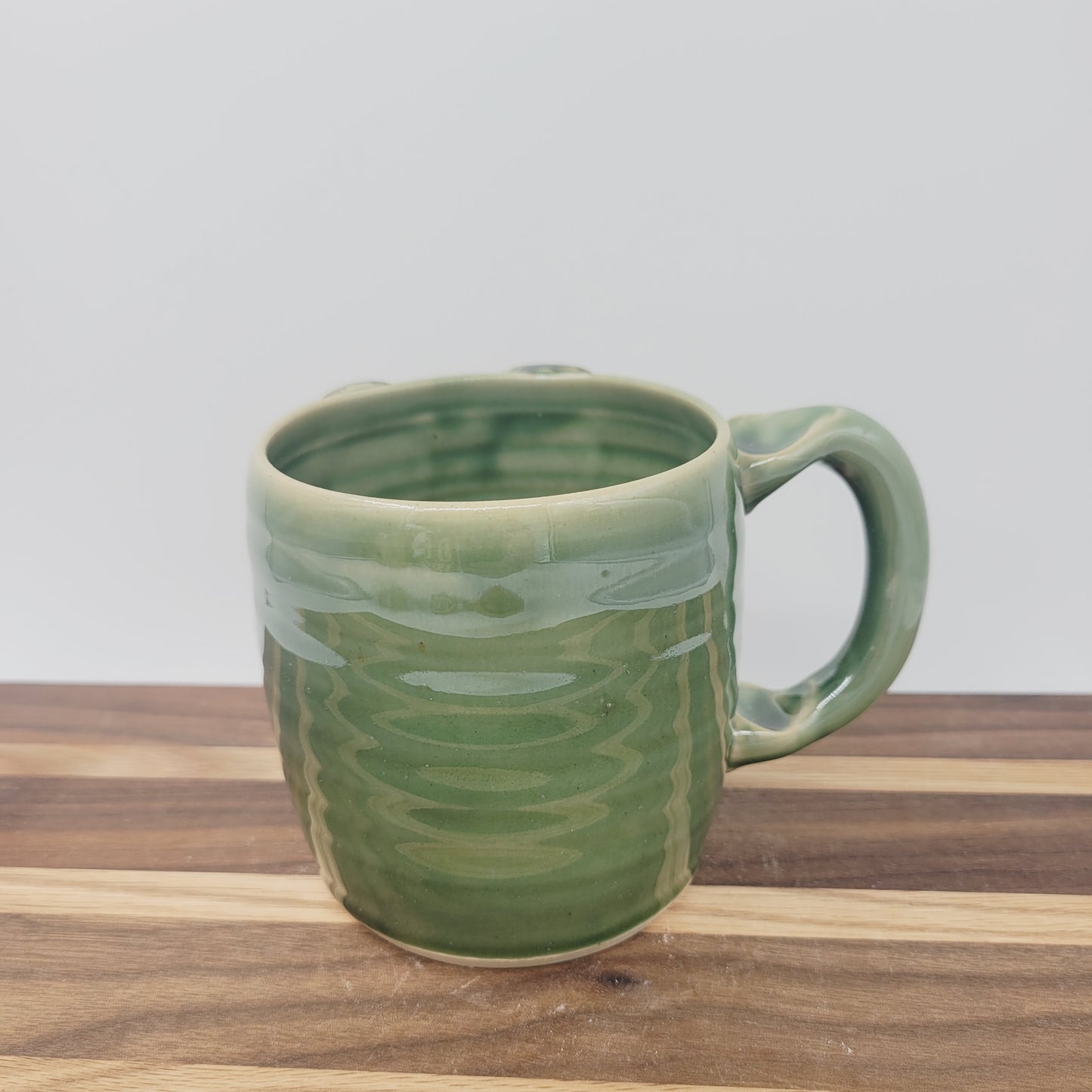 Funny Smiley Face Mug | Green Coffee Cups | Unibrow | Cheesecake Lover