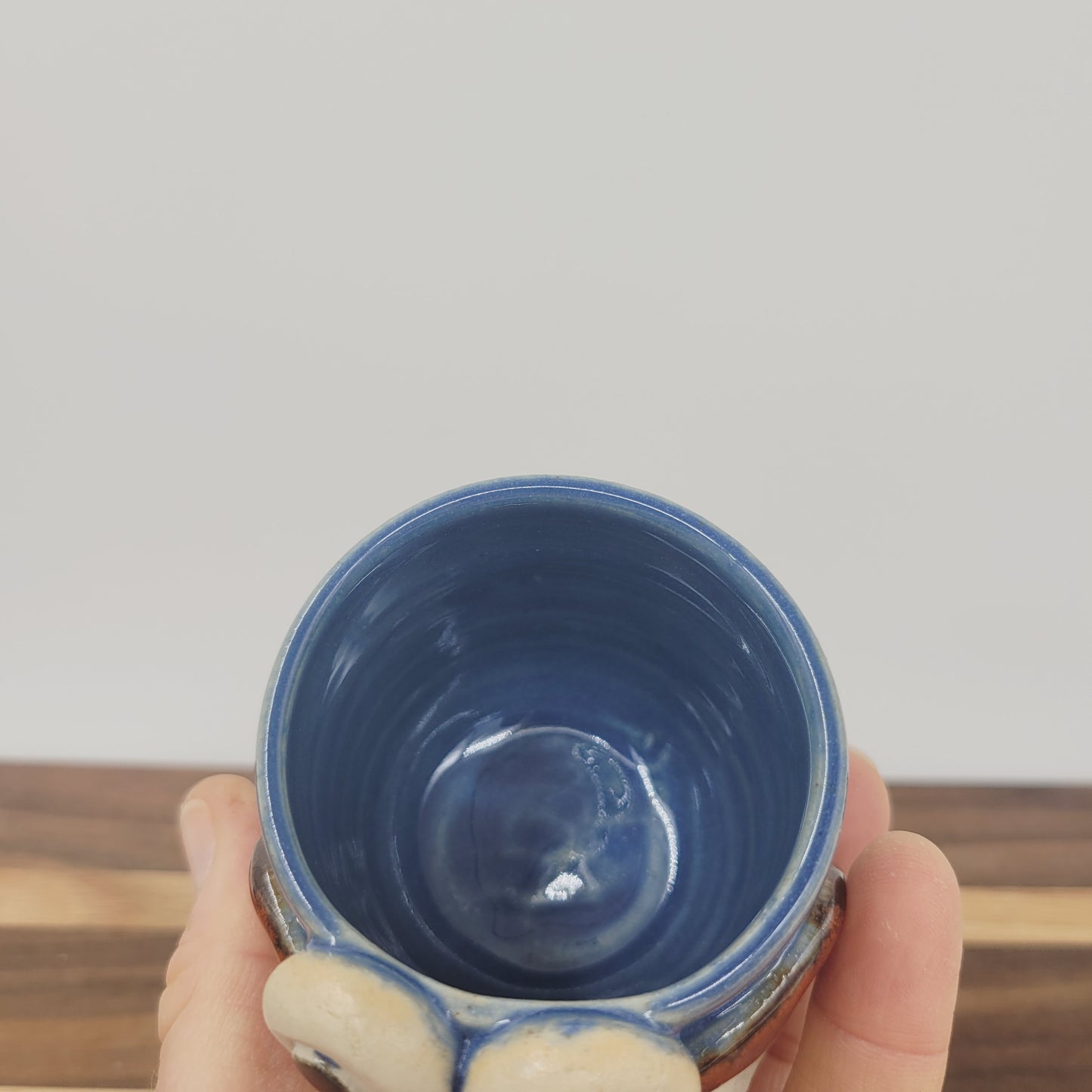 Toothpick Holder | Paperclip Cup | Funny Face Mini Pottery | Blue | Nelson Studio Ug Chug