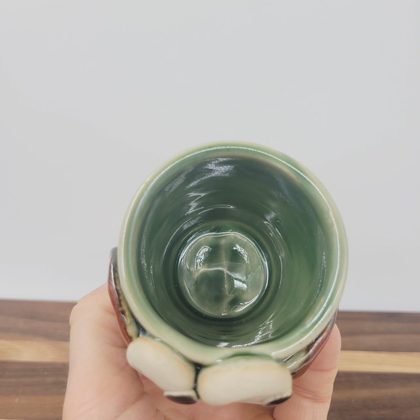 Toothpick Holder | Paperclip Cup | Funny Face Mini Pottery | Green | Nelson Studio Ug Chug