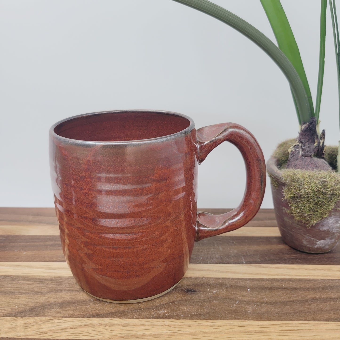 Easter Mug | Handmade Pottery Coffee Cup | He is Risen! | Christian Gifts | Brick Red