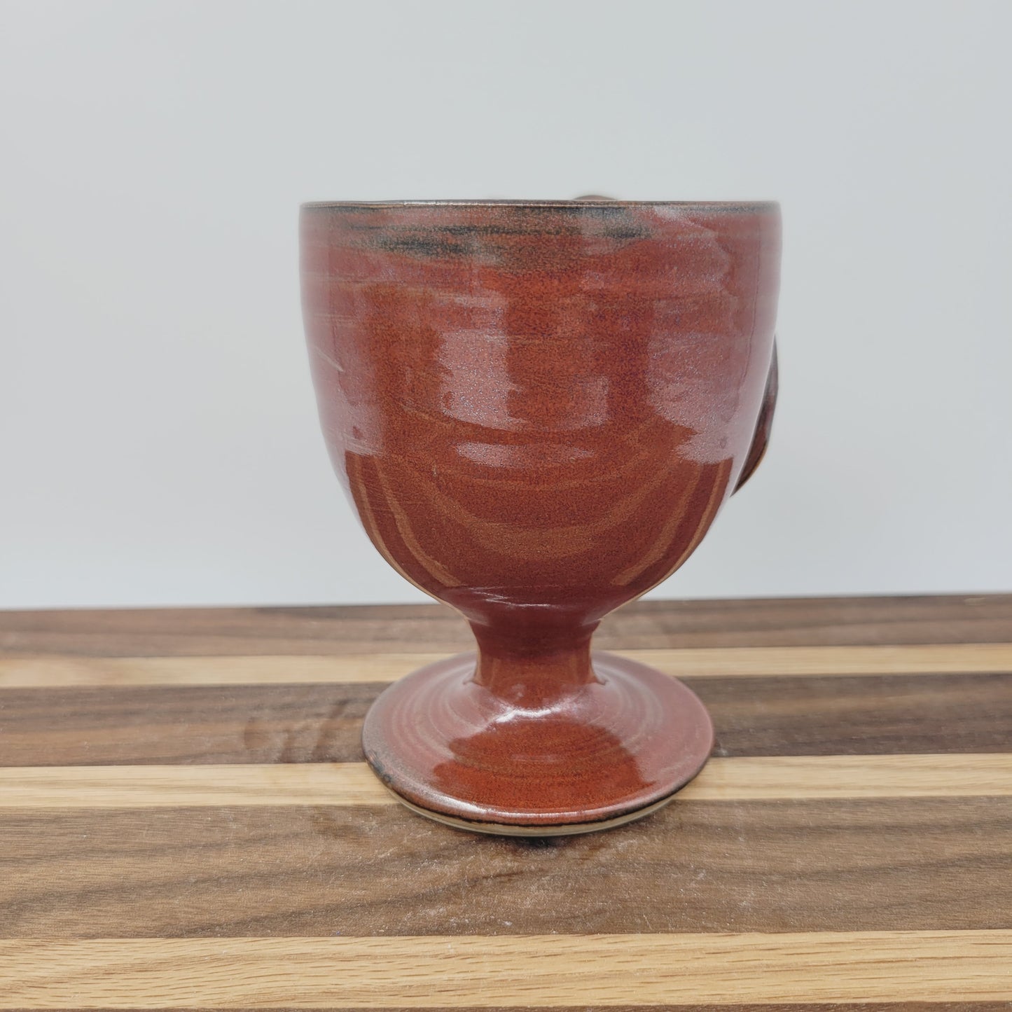 Getting Older Man's Wine Glass | Funny Face Handmade Pottery Short-stemmed Goblet | Red