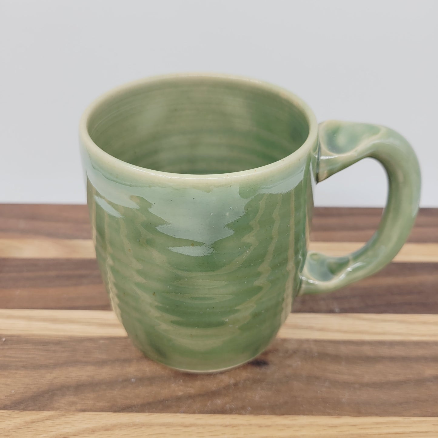 Smiley Face Coffee Cup in Green | Handmade Stoneware Pottery Mug | Funny Gifts for Dad