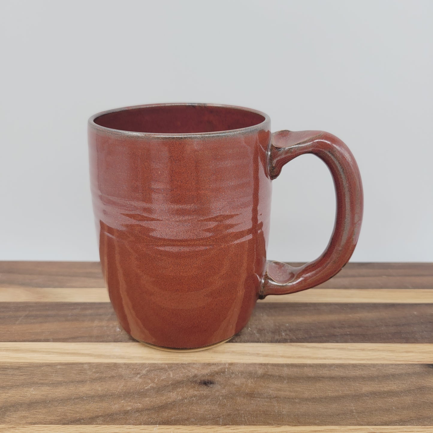 Smiley Face Mug | 16 Ounces | Cinnamon Red | Handmade Stoneware Pottery Coffee Cups