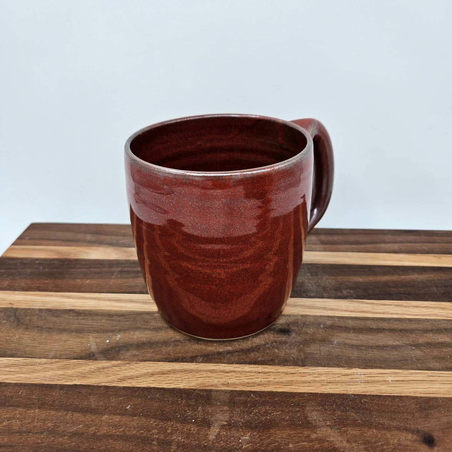 Ceramic Coffee Cup in Rustic Red Brown | UG CHUG Funny Face Mug | Handmade Stoneware Pottery