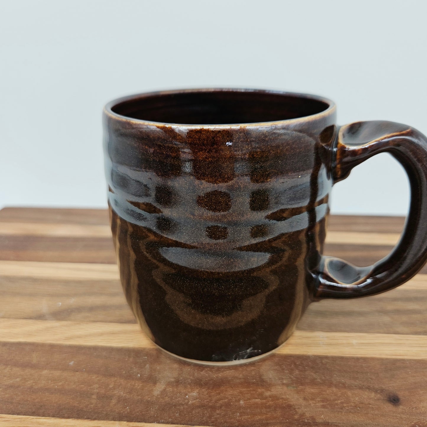 Man's Bushy Mustache Mug | Ceramic Stoneware Pottery Coffee Cup | Chocolate Brown Black | Nelson Studio Ug Chugs