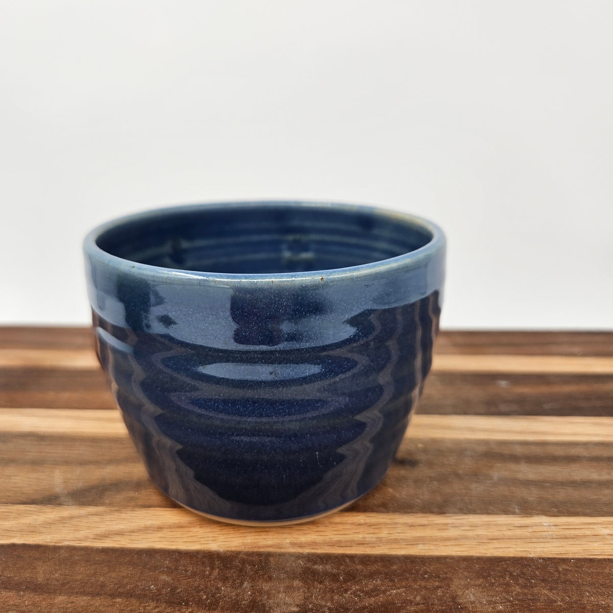 Tiny Container for Trinkets or Change | Handcrafted Stoneware Smiley Face Pottery | Blue | Mini Succulent Pot