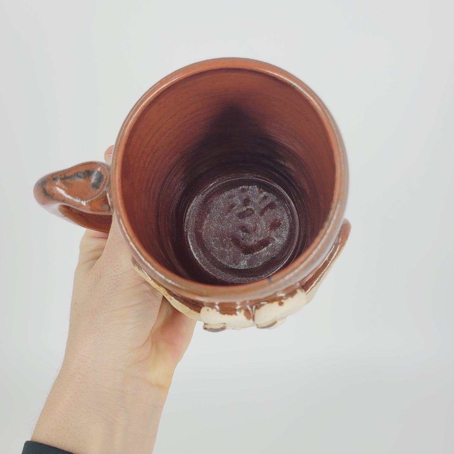 UG CHUG Face Mug | Stoneware Pottery Coffee Cup | Large | Rustic Red Brown