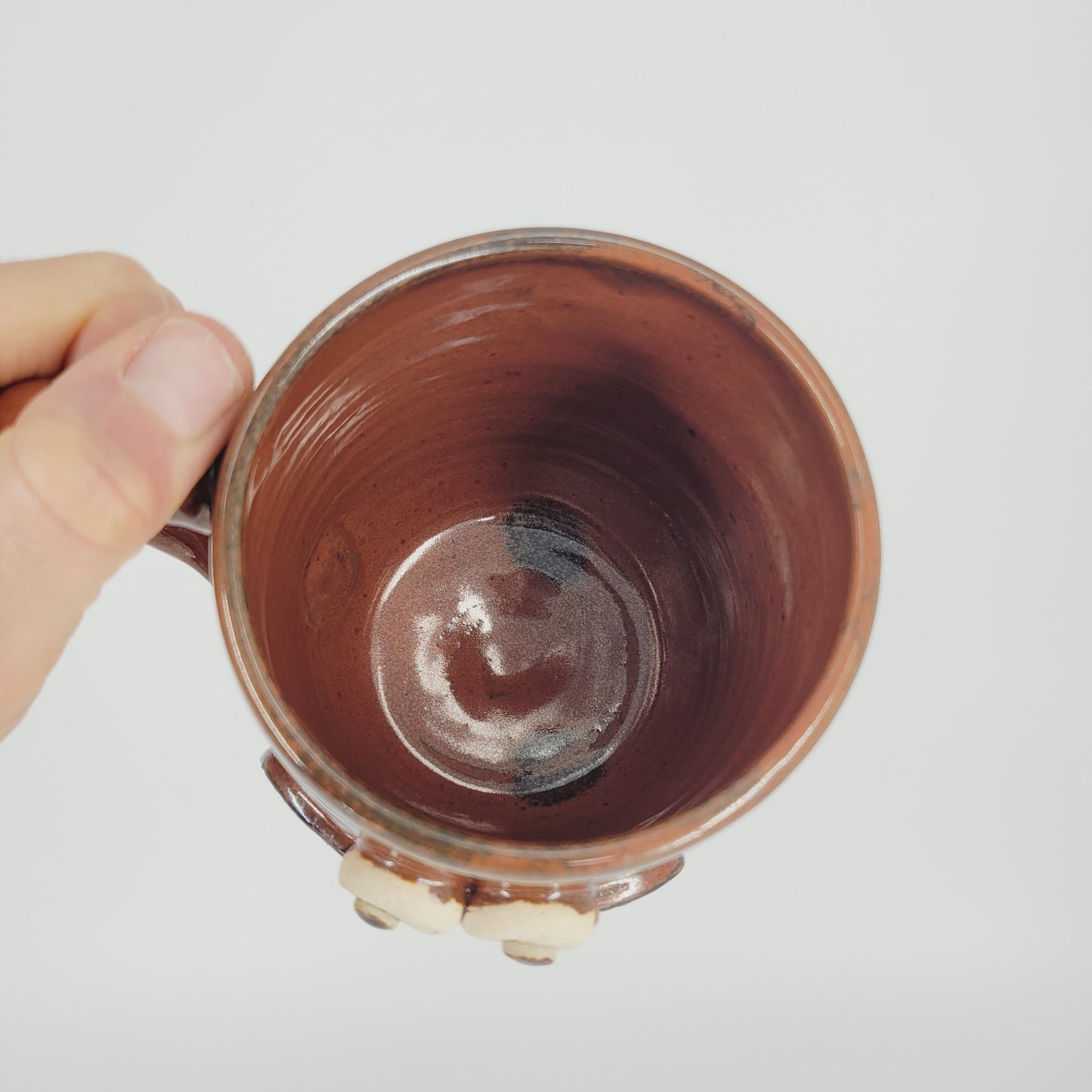 Man's Bushy Mustache Mug | Ceramic Stoneware Pottery Coffee Cup | Microwave Dishwasher Safe | Rustic Red Brown