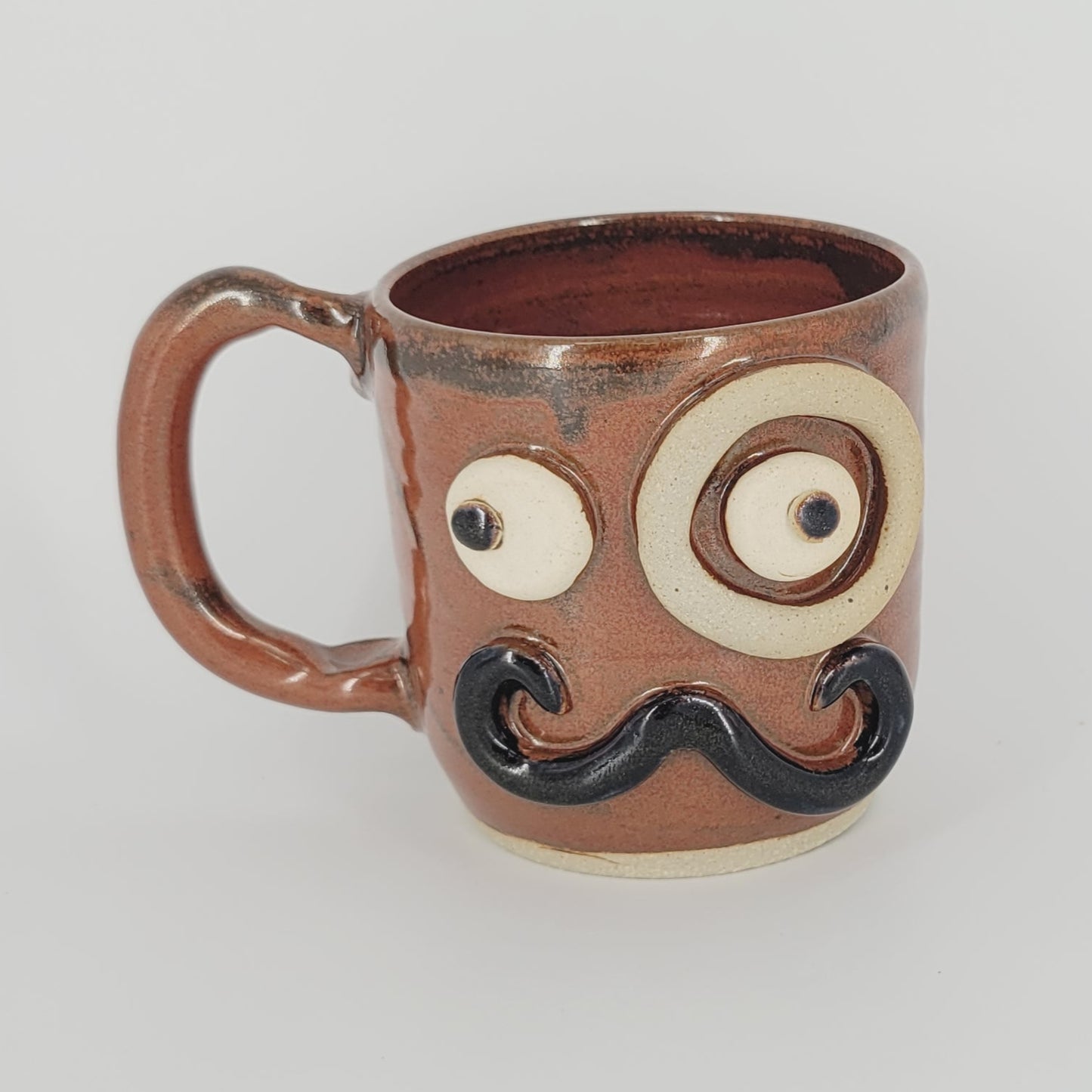 Face Mug with Monocle and Handlebar Mustache | Funny Coffee Cups | Red Brown 12 Oz Medium | Nelson Studio Ug Chug