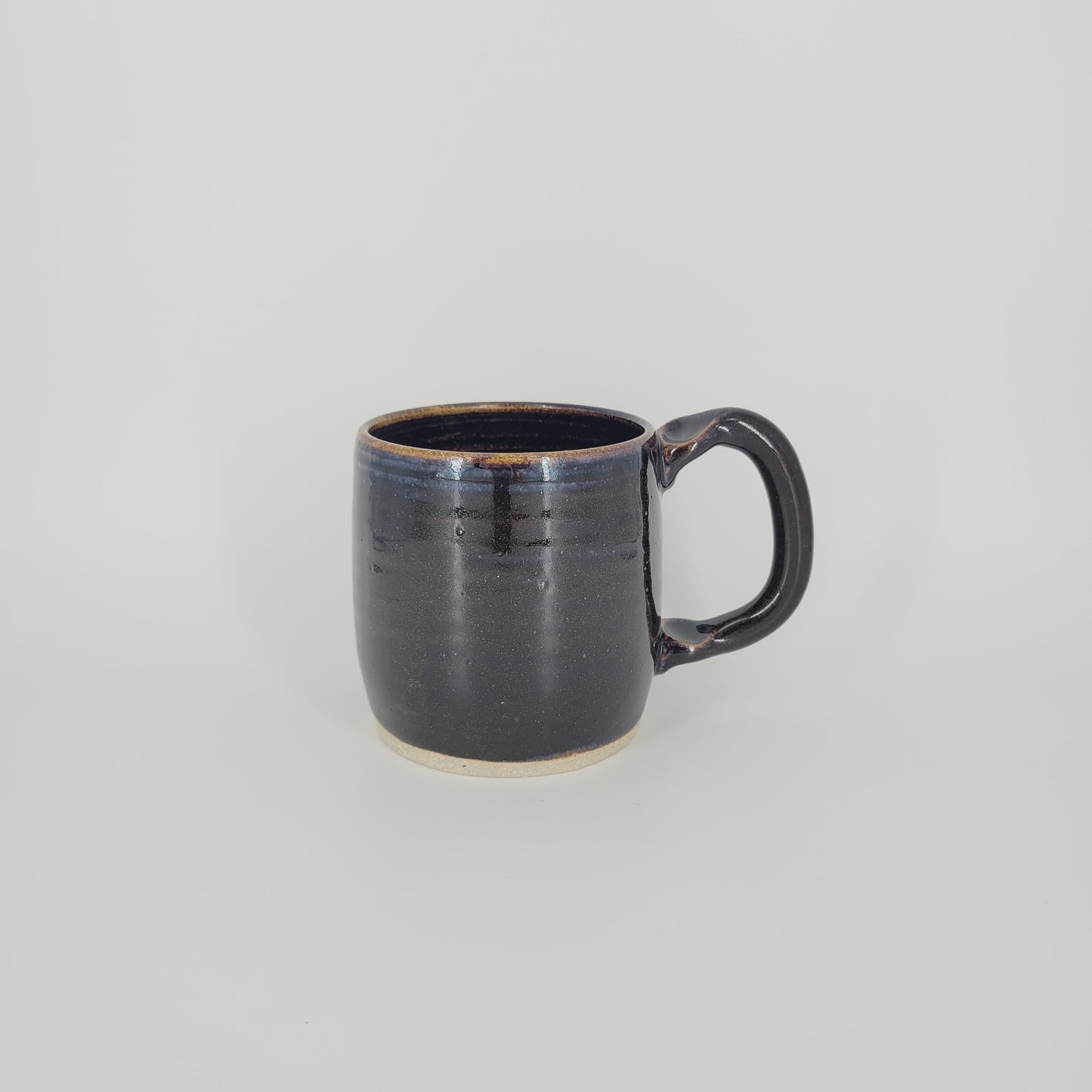 Man Mustache Mug with Monocle | Chocolate Brown Black | Medium 12 Ounces | Stoneware Clay Pottery Coffee Cup