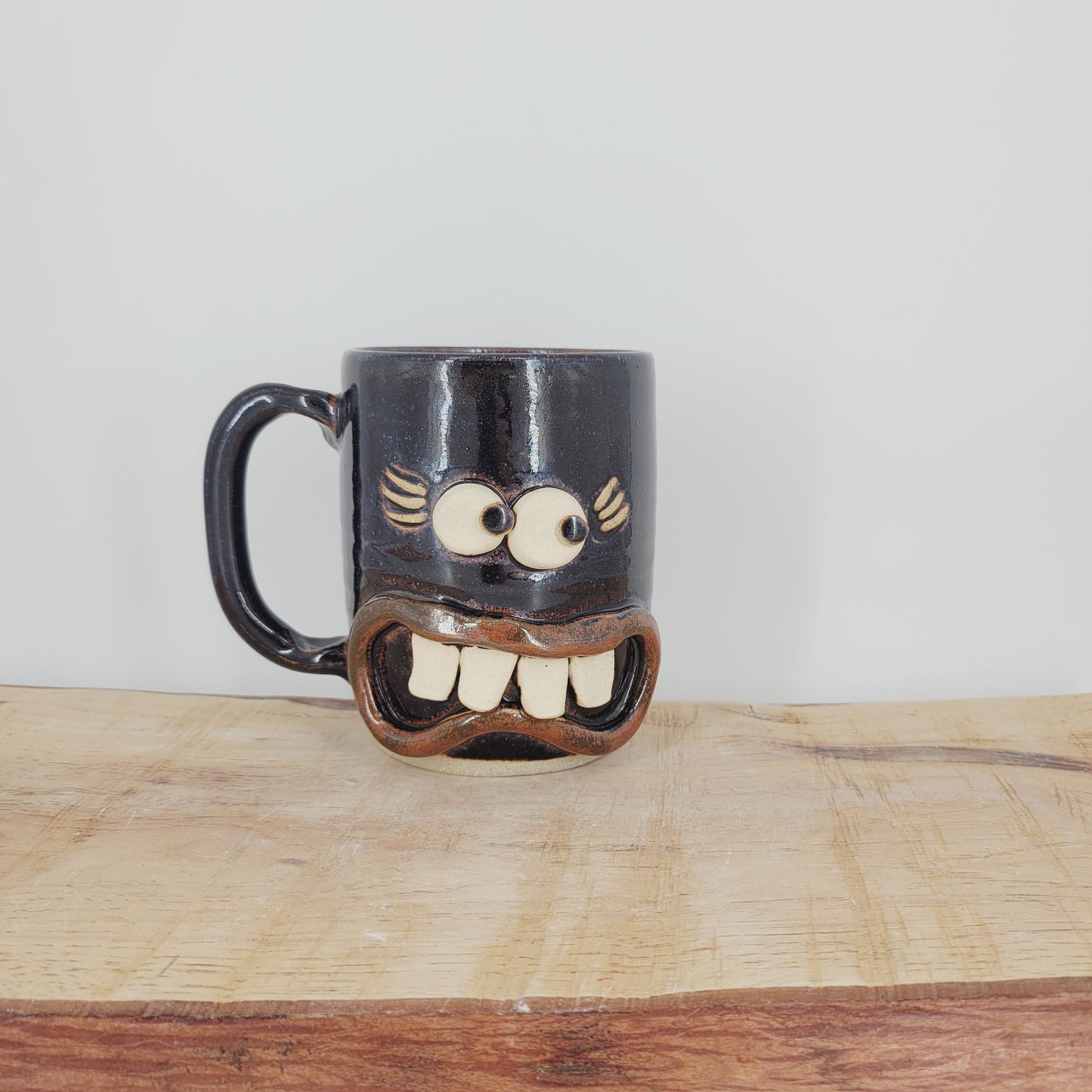 Woman's Fun Face Mug | Cheerful Teacher Coffee Cup | Microwave Dishwasher Safe | Handmade Pottery