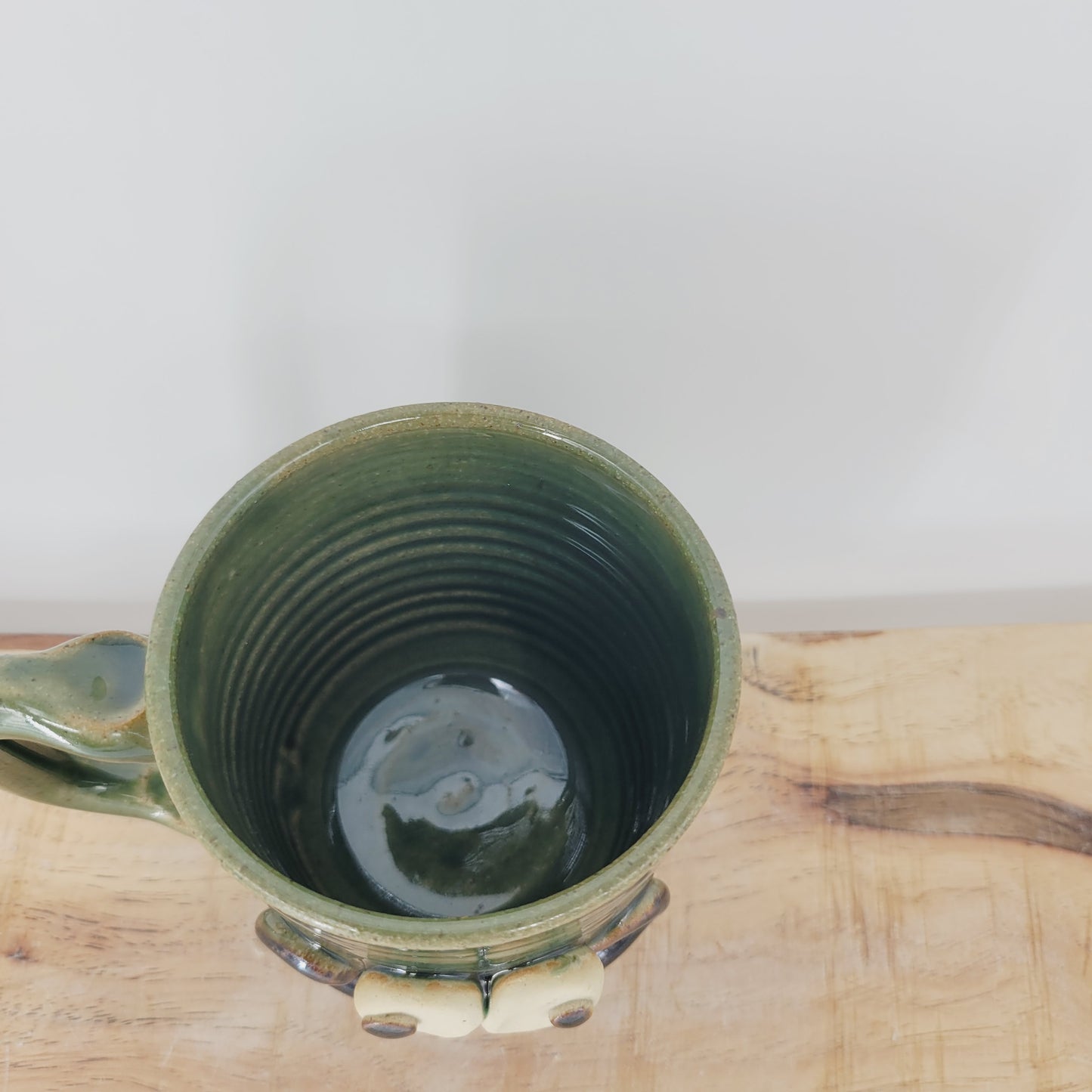 Handlebar Mustache Mug | Handcrafted Man's Pottery Coffee Cup | Microwave Dishwasher Safe | Green