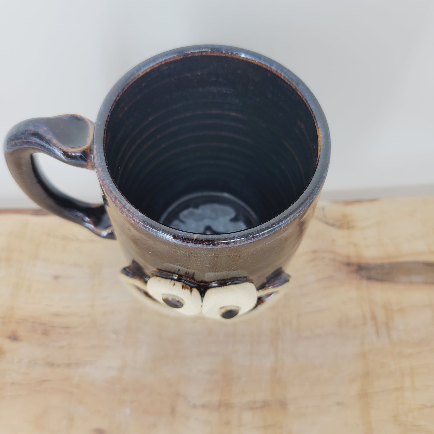 Handlebar Mustache Mug | Funny Over The Hill Man's Pottery Coffee Cup | Nelson Studio Ug Chug | Chocolate Brown Black