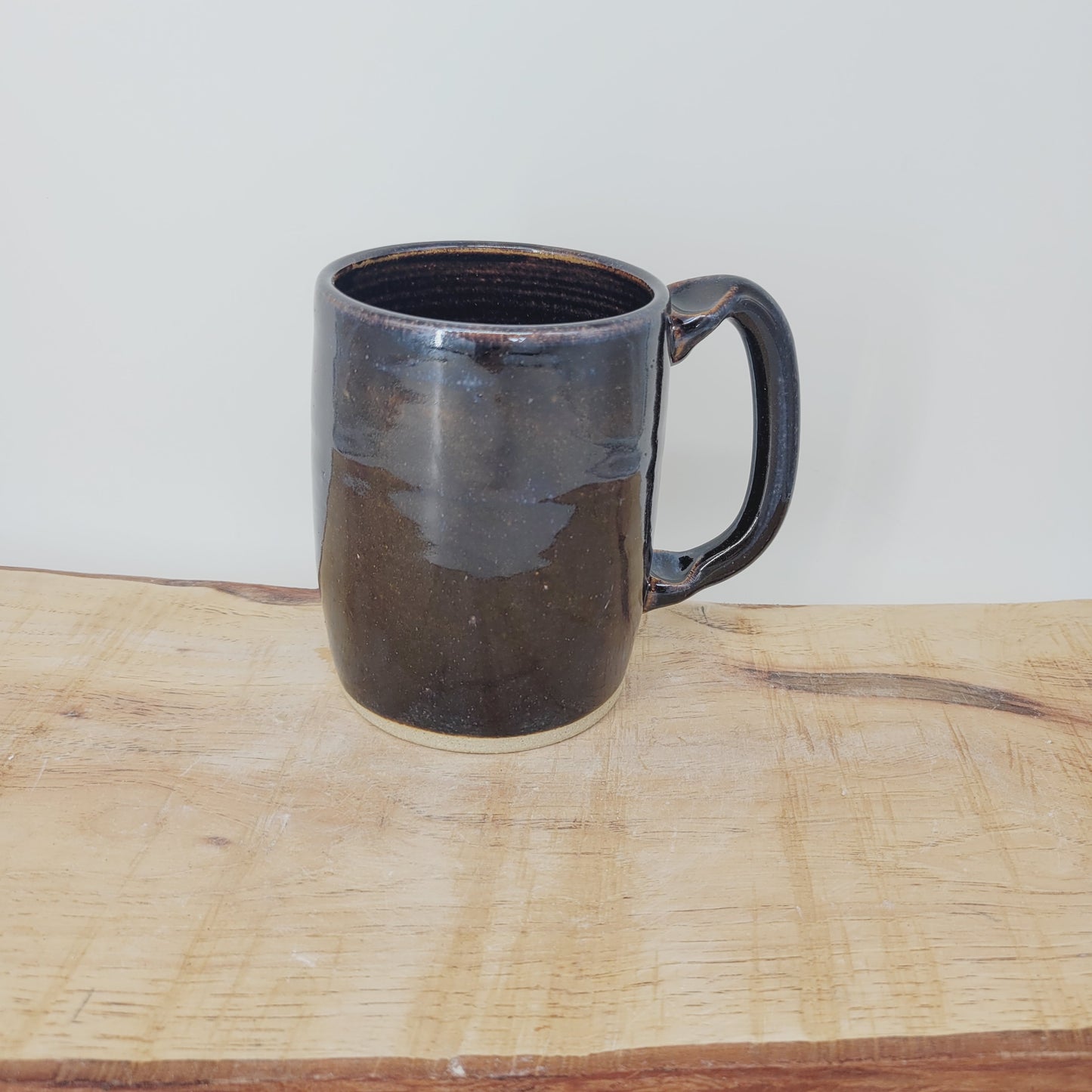 Handlebar Mustache Mug | Funny Over The Hill Man's Pottery Coffee Cup | Nelson Studio Ug Chug | Chocolate Brown Black