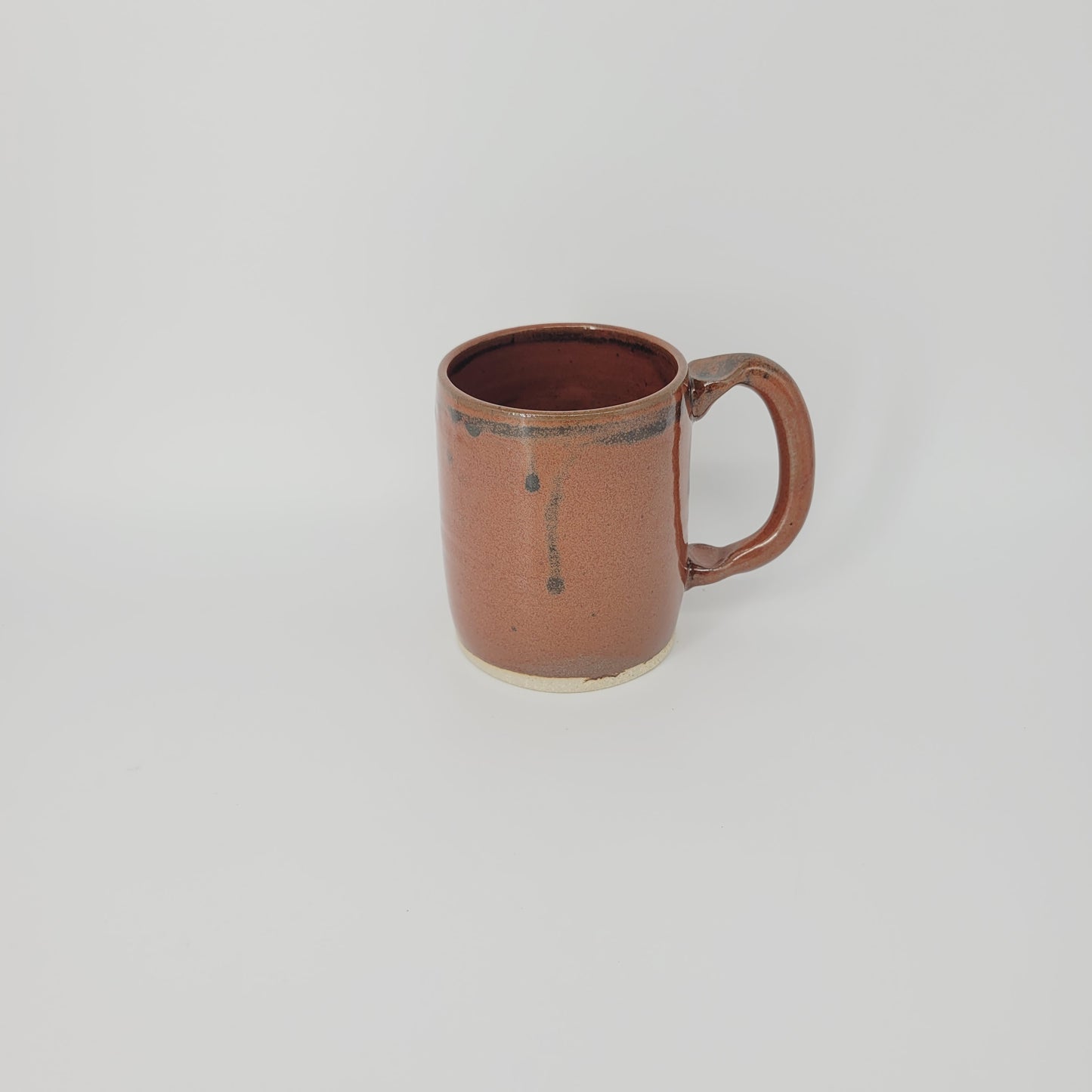 Man's Handlebar Mustache Mug | Ceramic Stoneware Pottery Coffee Cup with Face | Microwave Dishwasher Safe | Rustic Red Brown