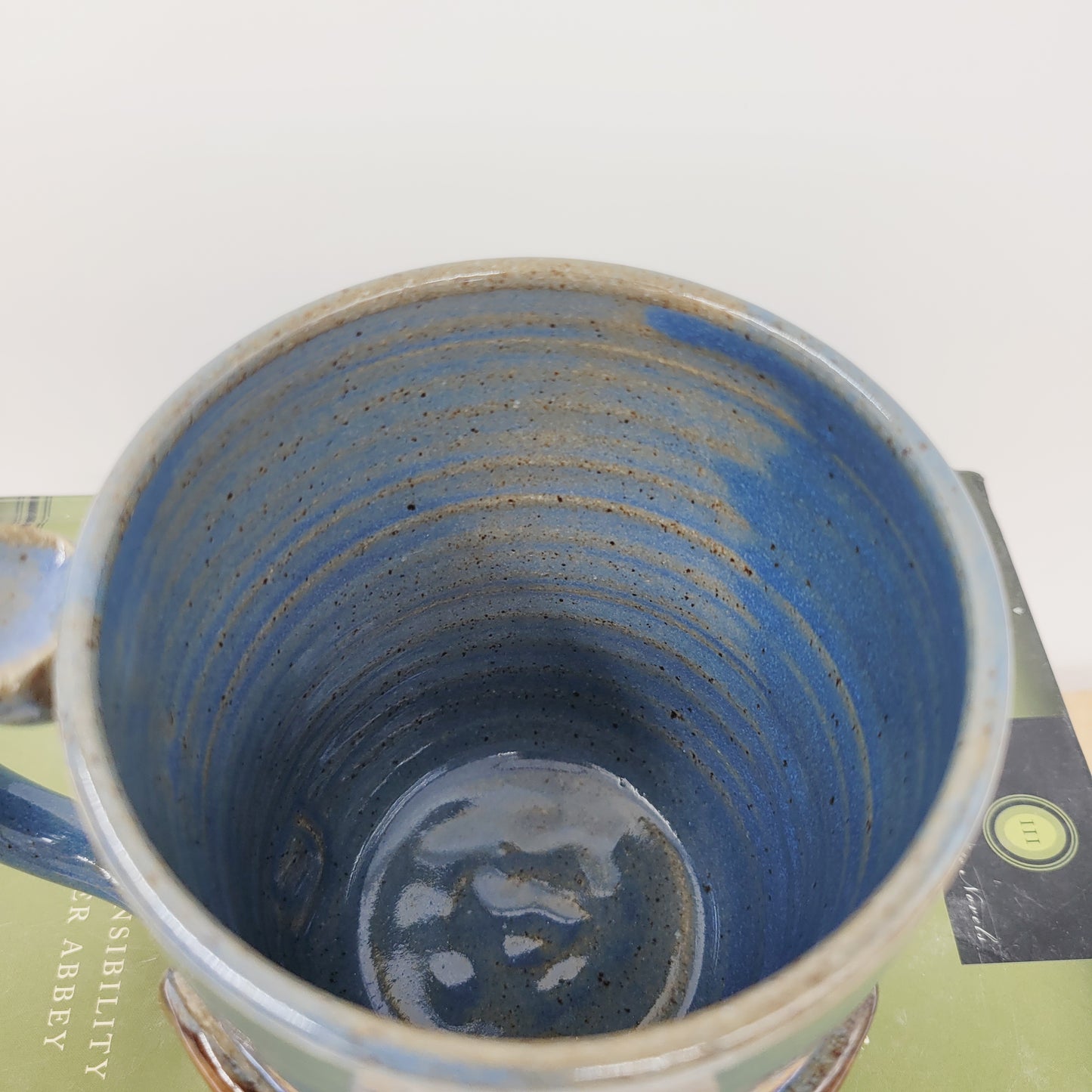 MONDAY Morning Mug | Funny Face Coffee Cup | 16 OZ Blue | Unique Handmade Stoneware Pottery