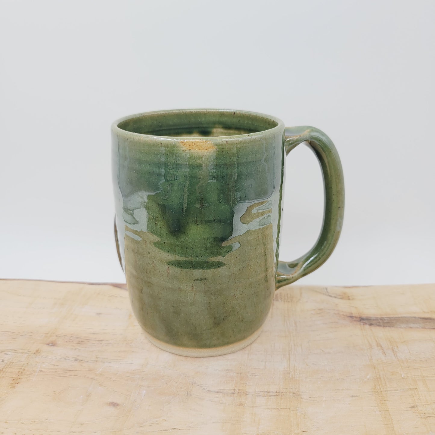 Smell of Fresh Coffee | Extra 20 Oz Large Smiley Face Mug | Green Beer Tankard | Handmade Stoneware Pottery | Nelson Studio Ug Chug