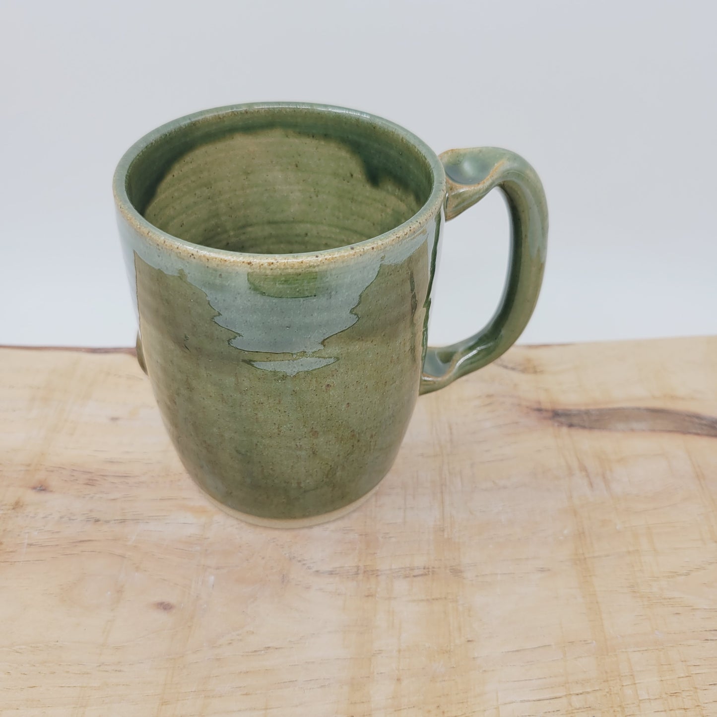 Handlebar Mustache Mug with Monocle | Green Ug Chug Face Mug | Large 16 Ounces | Stoneware Pottery Coffee Cup