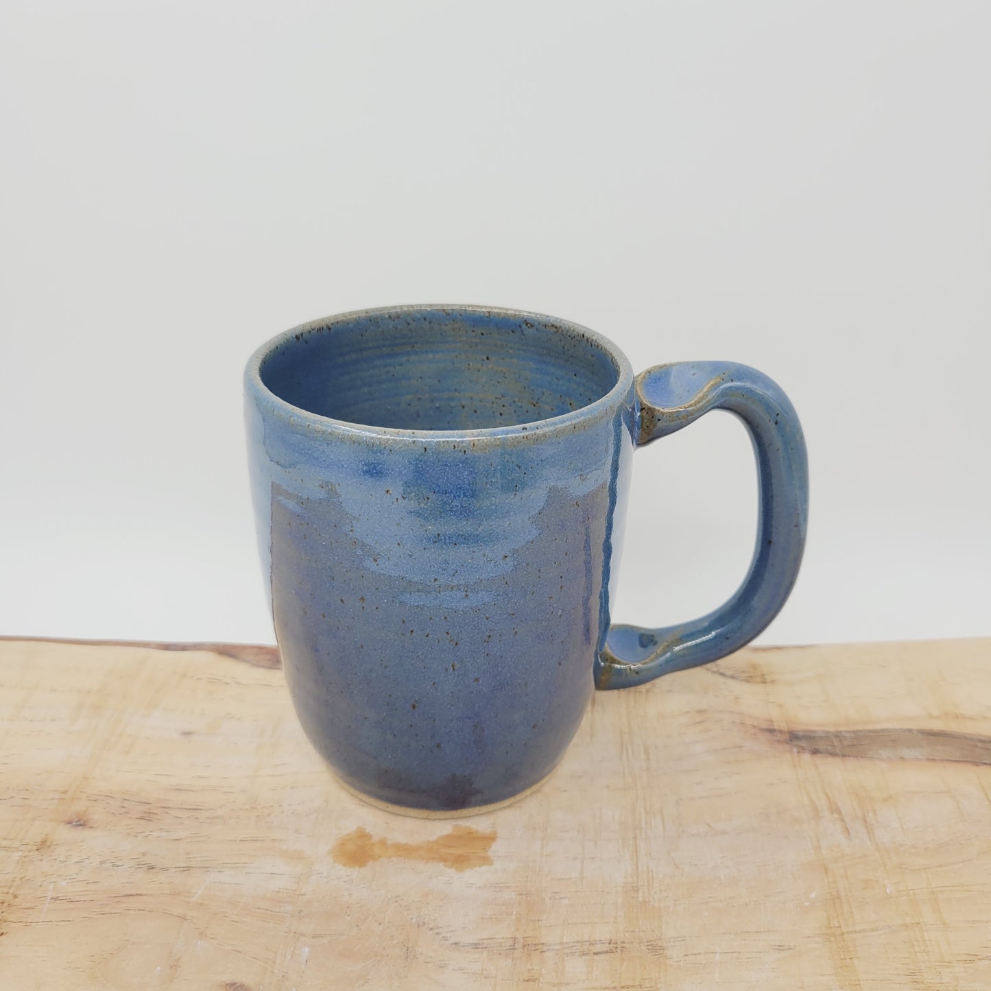 Man's Coffee Cup with Monocle and Handlebar Mustache | Blue Ug Chug Face Mug | Large 16 Oz | Stoneware Pottery