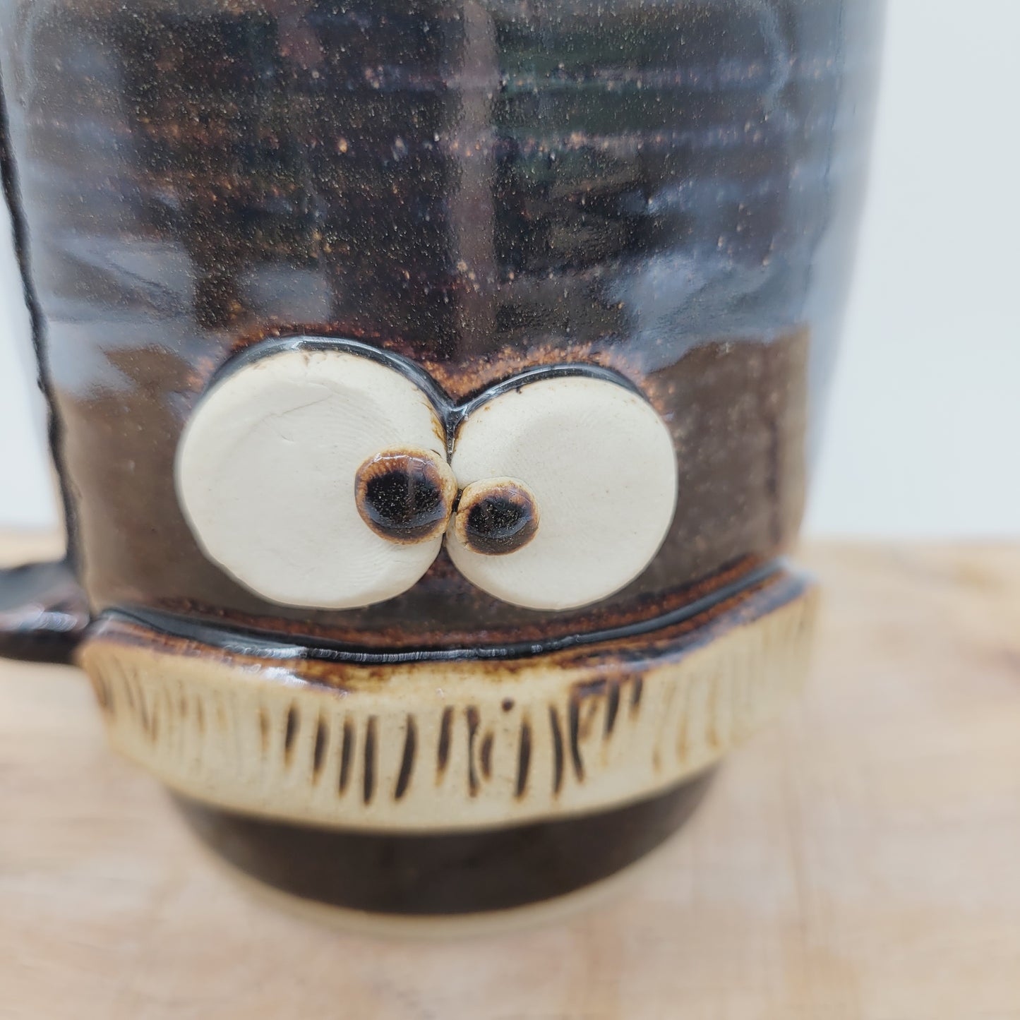 Man's Bushy Mustache Mug | Ceramic Stoneware Pottery Coffee Cup | Chocolate Brown Black | Nelson Studio Ug Chugs