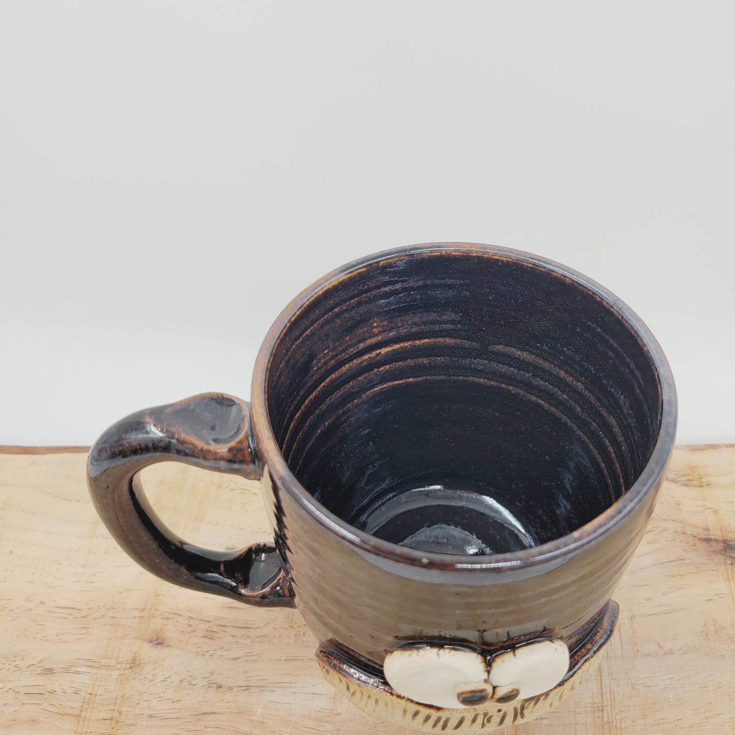 Man's Bushy Mustache Mug | Ceramic Stoneware Pottery Coffee Cup | Chocolate Brown Black | Nelson Studio Ug Chugs