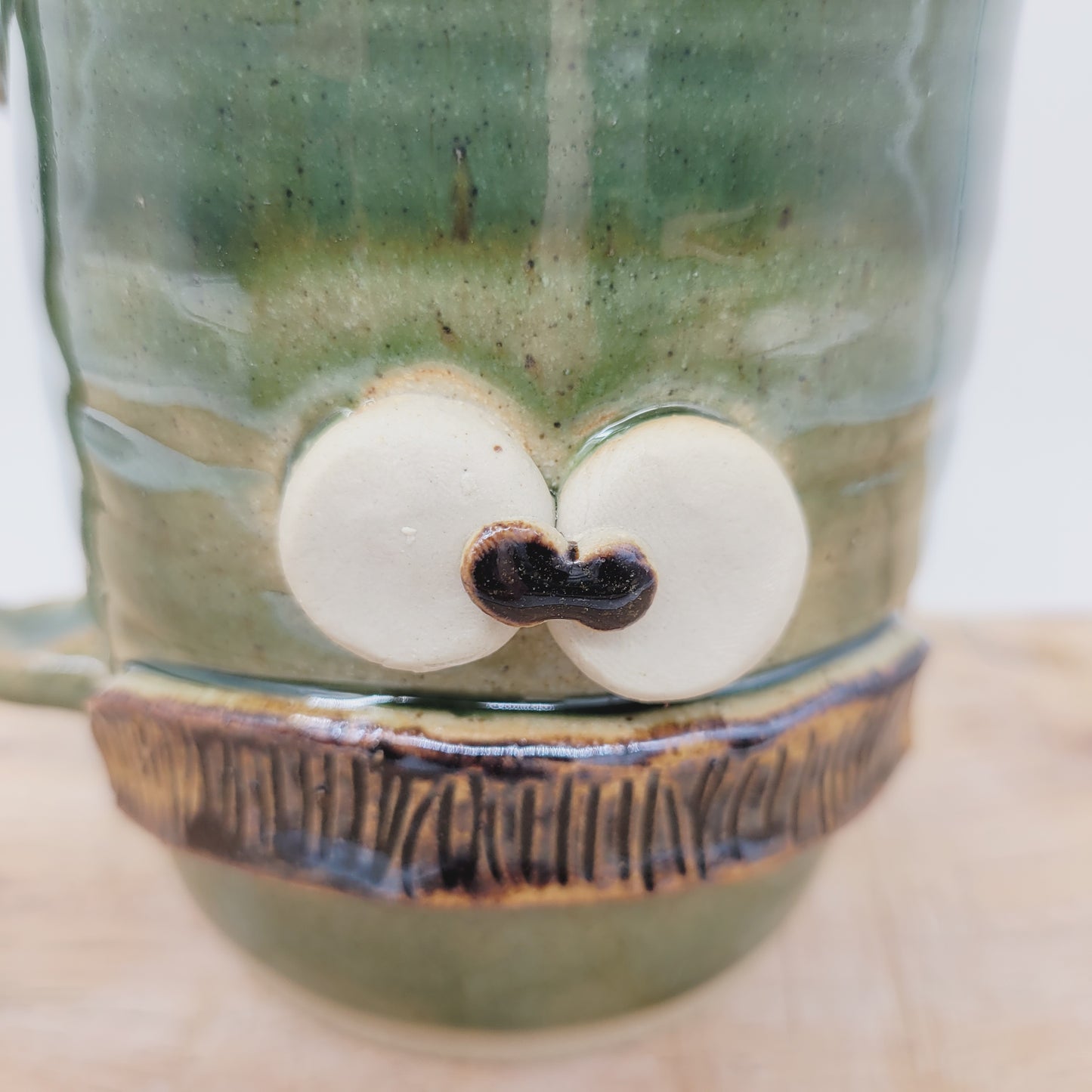 Man's Bushy Mustache Mug | Ceramic Stoneware Pottery Coffee Cup | Microwave Dishwasher Safe | Green | Nelson Studio Ug Chugs