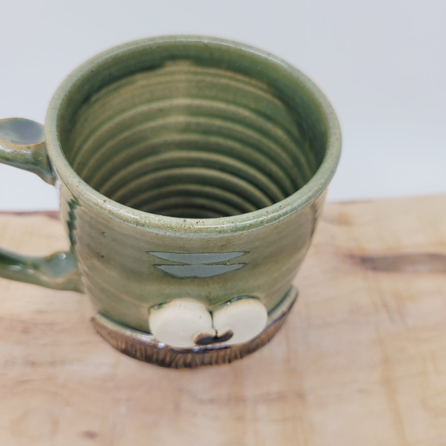 Man's Bushy Mustache Mug | Ceramic Stoneware Pottery Coffee Cup | Microwave Dishwasher Safe | Green | Nelson Studio Ug Chugs