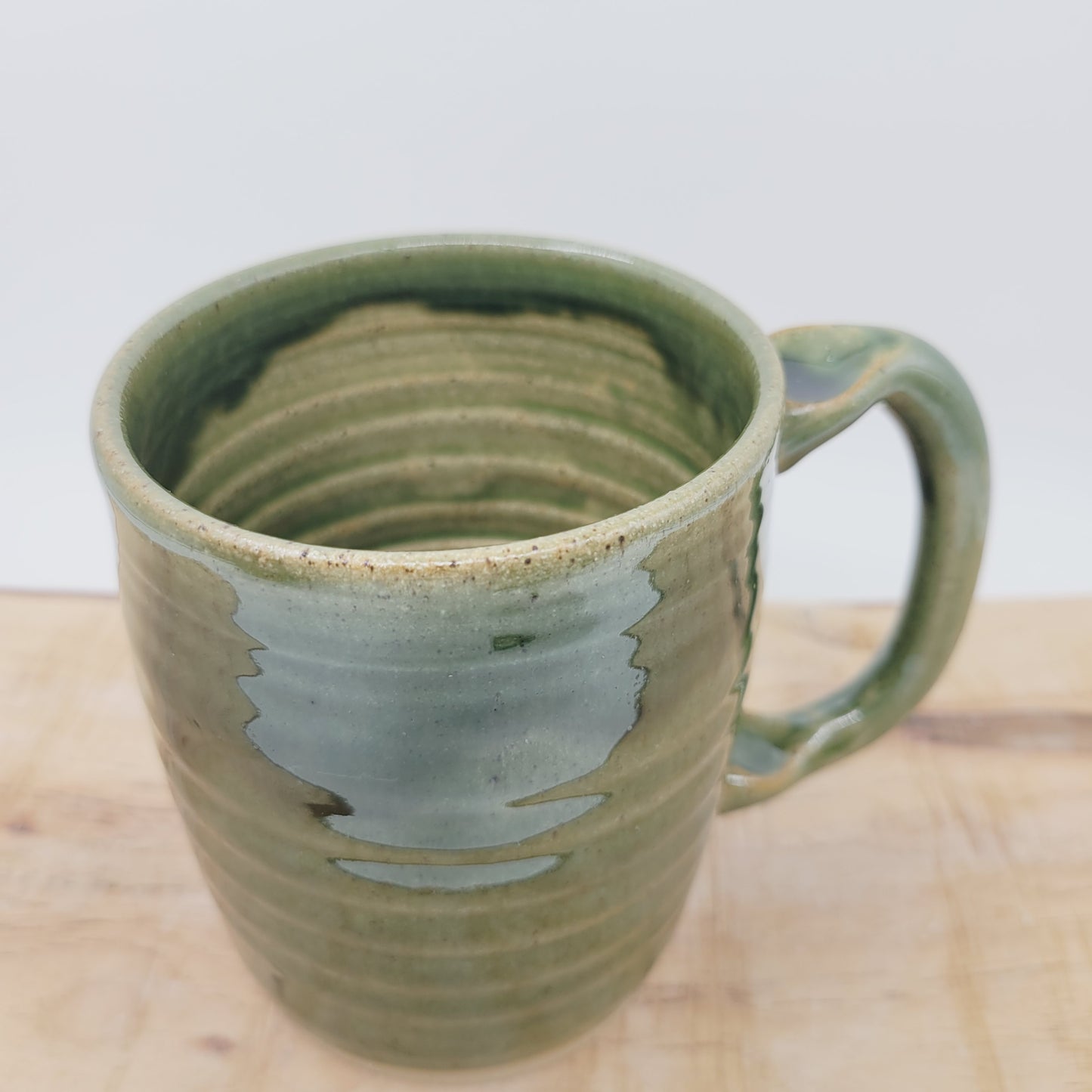 Man's Bushy Mustache Mug | Ceramic Stoneware Pottery Coffee Cup | Microwave Dishwasher Safe | Green | Nelson Studio Ug Chugs