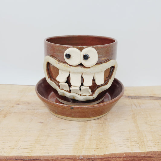 Face Planter | Fun Herb Gardening Stoneware Pottery Pots | Rustic Red. Nelson Studio Ug Chug