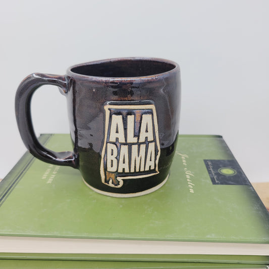 State of Alabama Mug | State Stamp | Handmade Stoneware Pottery | Nelson Studio | Chocolate Black