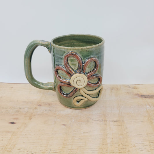 Flower Mug | Spring Summer Coffee Cup | Nature Lover Pottery Gift |Nelson Studio | Green