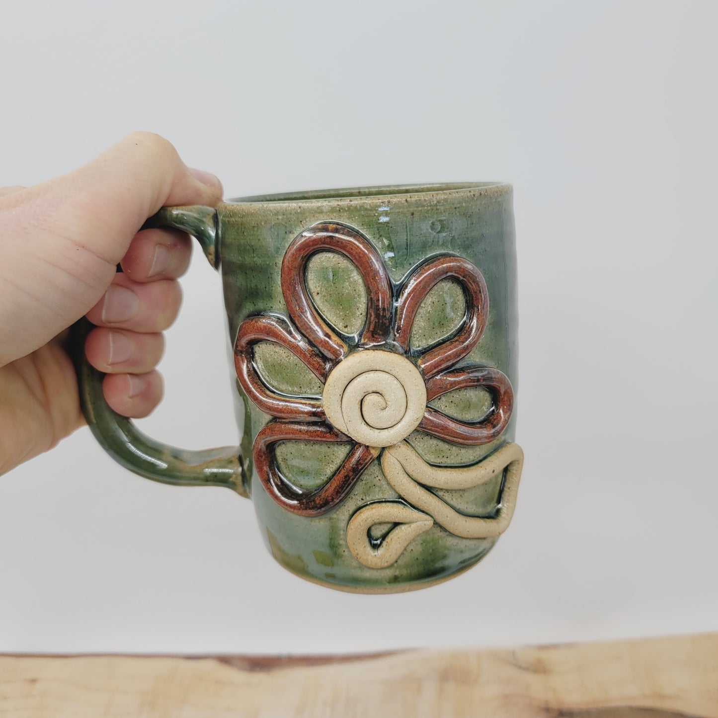 Flower Mug | Spring Summer Coffee Cup | Nature Lover Pottery Gift |Nelson Studio | Green