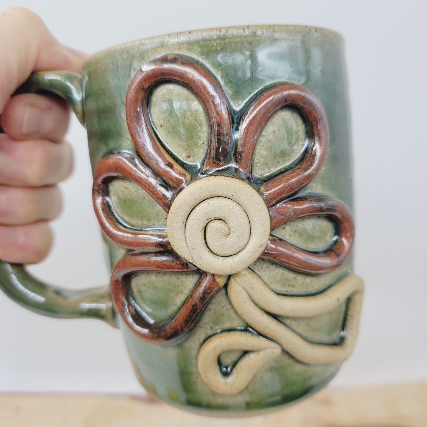 Flower Mug | Spring Summer Coffee Cup | Nature Lover Pottery Gift |Nelson Studio | Green