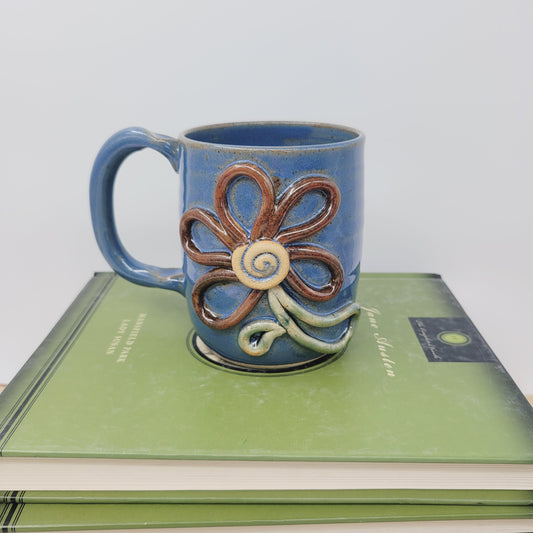 Handmade Flower Coffee Cup | Wheel Thrown Pottery Mug | Nature Lover Gift |Nelson Studio