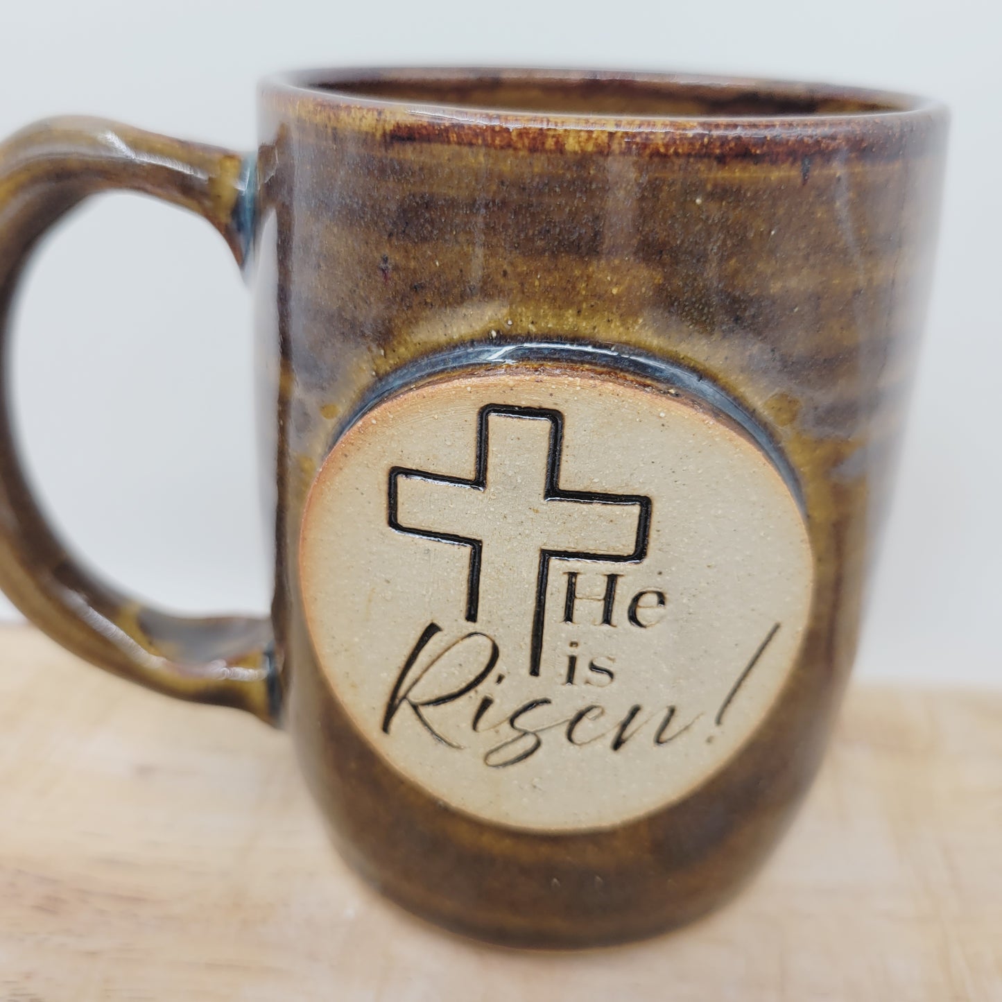 Easter Morning Mug  | He is Risen! | Handmade Pottery Coffee Cup | Christian Gifts | Rusty Blue